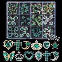Accessoires pour ongles en métal, 12 compartiments/boîtes, motifs papillon, perle, cœur, luxe, scintillants, avec logo personnalisé, vente en gros, très demandés