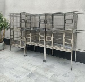 4 gabbie per uccelli con ruote silenziose e vassoio di urina in acciaio inossidabile a doppio strato di gabbie per pappagalli - Product Image 1