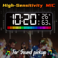 Jam Meja Cermin Kontrol Suara RGB Rhythm Bar Elektronik LED Digital dengan Alarm, Temperatur, dan Kelembapan