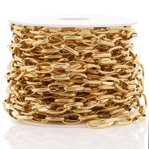 Cadena en forma de O de acero inoxidable chapada en oro con eslabones ovalados para la fabricación de collares, color 18k, que conserva el color, accesorio para joyería DIY. - Product Image 1