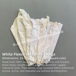 Chiffons en molleton blanc recyclé 100 % coton pour atelier industriel, absorption rapide pour le nettoyage - Product Image 2