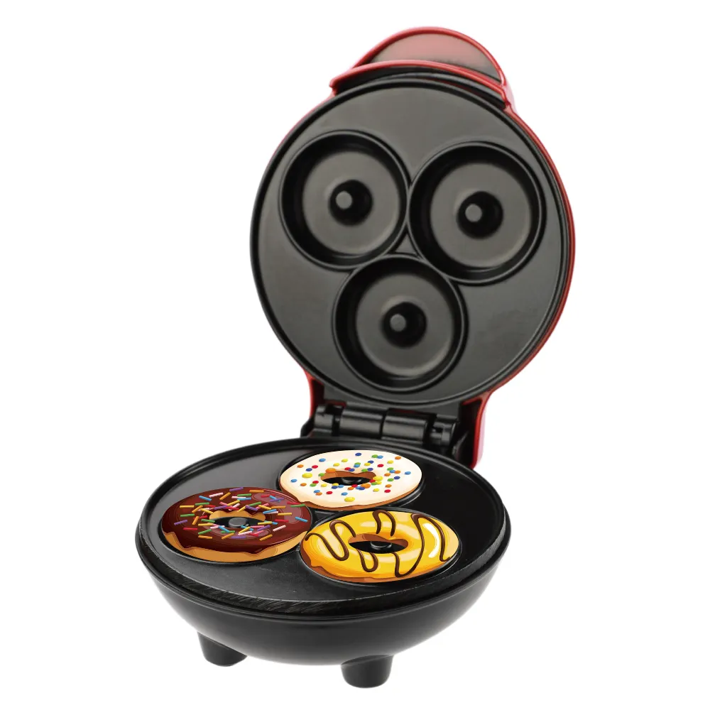 Rosquinhas Elétricas Belga Redonda Bolha Waffle Máquina Non-Stick Mini Donut Makers