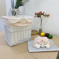 Ensemble de paniers de rangement en saule naturel 4 pièces avec décor en peluche Sac intérieur lavable sans danger pour les enfants pour le linge