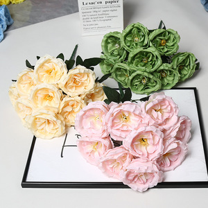 Bouquet de 9 pivoines artificielles en soie Lichao, décoration de mariage et d'intérieur, accessoire imperméable - Product Image 1