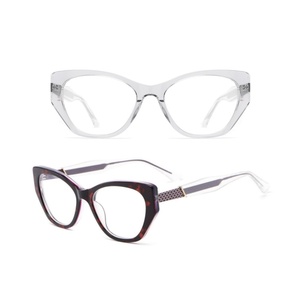 Monturas Ópticas de Acetato con Diseño Geométrico de Ojo de Gato, Personalizables, de Lujo, Transparentes, con Cristales Claros, 6 Colores, OEM/ODM - Product Image 1
