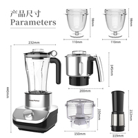 HappyPartner mélangeur multifonctionnel mélangeur 6-en-1 presse-agrumes mélangeur de jus mélangeur alimentaire presse-agrumes électrique broyeur smoothie maker