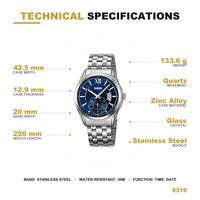 Montres Skmei 9319 en acier inoxydable résistantes à l'eau 3atm pour hommes, montre de sport avec logo personnalisé