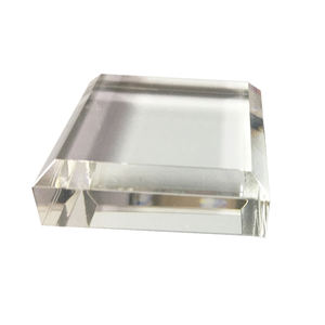 Square Mineral Base Stand Engraved Clear Cube Customize Logo pos Display Acrylic Block