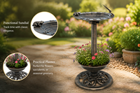 Piedestal en résine de cuivre antique 3-en-1, résistant à l'eau, écologique, avec cadran solaire, pour bain d'oiseaux et jardinière, et ornement grenouille