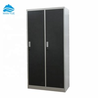 Armoire à vêtements de dortoir de gym à double couleur, armoire à vêtements en acier métallique à 2 portes