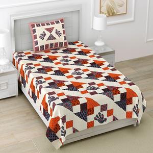 Draps plats pour lits simples de qualité supérieure en coton imprimé à motifs végétaux multicolores, personnalisables, toutes saisons, 1 housse de coussin - Product Image 2