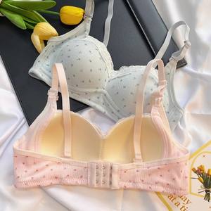 Sweet Floral Pattern Sexy Lace Bra <b>Push</b>-Up Wire-Free Thin Breathable Knitted Seamless Teenagers Fashionable Adjusted-straps 3/4 - Product Image 5