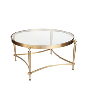 Table basse ronde en verre Jak avec pieds en acier inoxydable nickelé poli pour un mobilier de salon de luxe