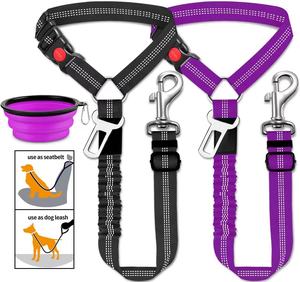 Cinturón de Seguridad Reflectante para Perros en <span class=keywords><strong>el</strong></span> Auto, 3 en 1, Retráctil y Removible, se Fija al Reposacabezas del Vehículo, Azul y Negro - Product Image 6