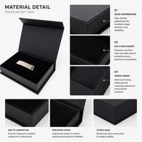 Boîte cadeau magnétique noire mate avec insert en mousse EVA découpée pour clé USB, batterie externe, écouteurs, électronique, fournisseur d'emballages technologiques