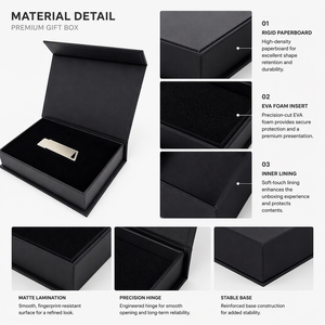 Matte Black <b>Magnetic</b> <b>Gift</b> <b>Box</b> Die Cut EVA Foam Insert USB Drive Power Bank Earphone Electronics Tech Packaging Supplier - Product Image 6