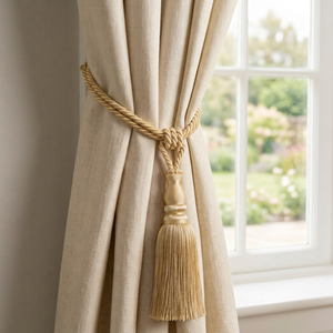 Classic Beige Rope <b>Curtain</b> Tiebacks with Tassel Decorative Holdback for Traditional Window Drapes - Product Image 1