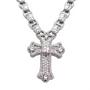 Ready Ship Iced <b>Cross</b> <b>Pendant</b> <b>Sterling</b> <b>Silver</b> Moissanite Diamond Claw Set Brilliant Cut Hip Hop <b>Pendant</b> Necklace Jewelry - Product Image 4