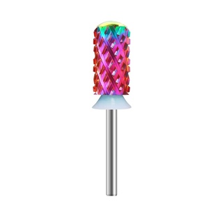 OFERTA ESPECIAL: Broca de carburo de tungsteno arcoíris morado y dorado XF/F/M/4XC 3/32, herramienta de manicura de barril grande para remover polvo de inmersión - Product Image 1
