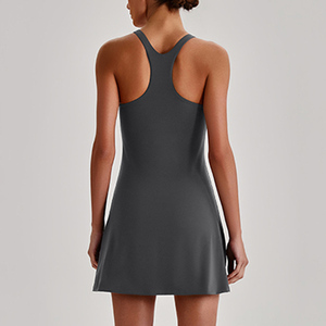<span class=keywords><strong>Robe</strong></span> de tennis anti-transparence pour femme, sensation seconde peau, dos nageur, avec short intégré et soutien-gorge, ensemble de sport pour le golf et le fitness, vêtements de sport - Product Image 2