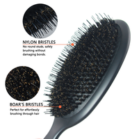 Logo personnalisé Grande brosse pour extensions de cheveux Brosse démêlante pour cheveux surdimensionnés avec emballage en boîte en papier Brosse à cheveux en poils de sanglier vierge en vrac