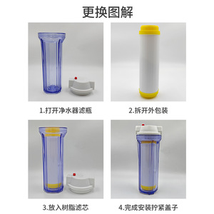 Cartouche filtrante en résine 10 pouces 20 pouces Préfiltre Média adoucissant d'eau à échange d'ions pour usage domestique et commercial - Product Image 4