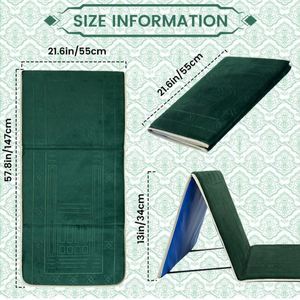 Tapis de prière islamique pliable de luxe pour les voyages avec support de dossier intégré - Product Image 2