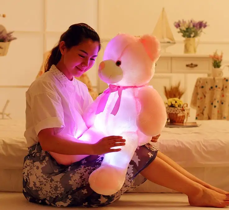 factory direct sale Luminous Teddy Bear 30cm 40cm 75cm lovely soft popular custom logo bear plush toy