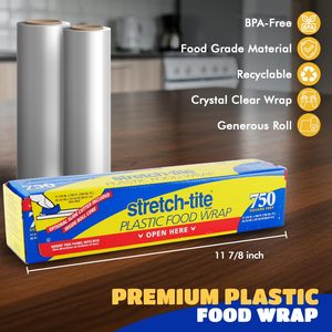 Stretch Tite <b>Plastic</b> Food <b>Wrap</b> 750 Sq Ft 11 7/8 Inch With Slide Cutter Kitchen Use - Product Image 2