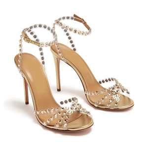 Scarpe da <span class=keywords><strong>Sposa</strong></span> Donna con Tacco Alto Sottile in PU Metallizzato e Grandi Strass Trasparenti in PVC, Stile Estivo 2026 - Product Image 4