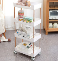 Étagère de rangement pliable à 4 niveaux pour espaces étroits de cuisine et salle de bain, chariot roulant multi-niveaux extensible sur pied pour salon