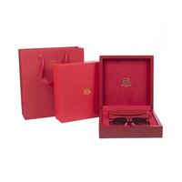 Boîte cadeau rectangulaire en bois et PU de luxe classique avec impression personnalisée pour coffrets cadeaux d'affaires, emballage protecteur, étui à lunettes sur mesure