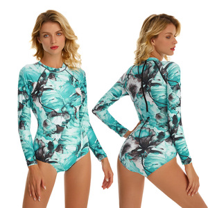 <span class=keywords><strong>Maillot</strong></span> de bain une pièce personnalisé <span class=keywords><strong>UPF</strong></span> <span class=keywords><strong>50</strong></span>+ avec protection UV, imprimé surfeur, recyclable, anti-chlore, manches longues, fermeture éclair, pour femme - Product Image 3