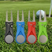Stainless Steel Switchblade Golf Divot Repair Tool Custom Logo Magnetic Blank Golf Ball Marker Foldable Golf Gift Accessory