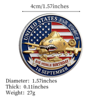 Badge commémoratif en métal sculpté 3D, motif Bouche de requin, Avion, Char, A10 Warthog, Motto, Argent Bleu