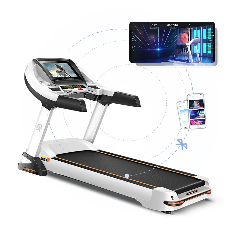 YPOO diskon besar mesin treadmill led besar layar dengan YPOOFIT APP 52CM sabuk lari besar pabrik treadmill kebugaran rumah terbaik