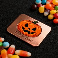 2025 Halloween décor UV imprimé citrouille conception lingot de cuivre approvisionnement de fête commande en gros barre de cuivre solide pour la décoration de vacances