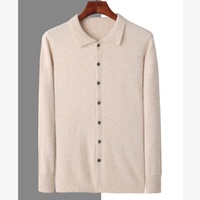 Benutzerdefiniertes Logo OEM Herren Nerz-Kaschmir Knopf-Polokragen Strickjacke Flauschiger Strickmantel Lässiger Winter-Strickcardigan