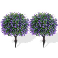 Boule de lavande artificielle avec piquet de fixation, plante verte artificielle en pot pour décoration intérieure et extérieure, jardin, patio, maison