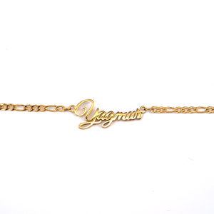 <span class=keywords><strong>Tobillera</strong></span> de acero inoxidable sin deslustrar, pulsera personalizada, joyería para pies, <span class=keywords><strong>plata</strong></span>, chapado en oro de 18K, nombre, eslabón cubano, 2022 - Product Image 3