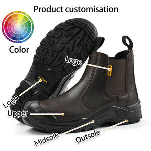 Anteng sepatu bot keselamatan untuk pria, sepatu bot kerja ujung baja tahan tusukan tahan aus antiselip potongan tinggi modis - Product Image 2