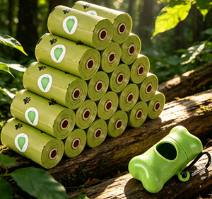 Custom Logo <b>Compostable</b> Dog Poop Bags Biodegradable Pet Waste Rolls - Product Image 1
