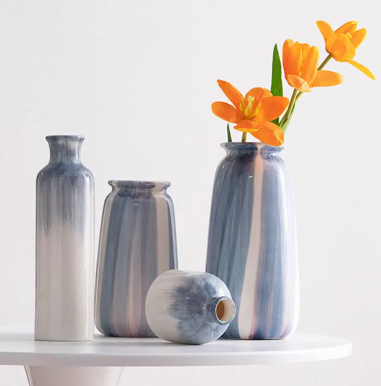 Classic Hand Painted Blue and White Ceramic Vases for Home Decor