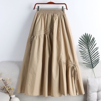 Jupe longue mi-longue décontractée et fluide à taille haute élastique avec nœud papillon, élégante et unie, pour femme – Collection été – Offre spéciale