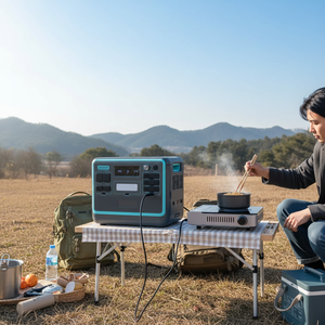 Station d'alimentation portable SAMAS N052 2400W, générateur solaire à onde sinusoïdale pure, LiFePO4, charge rapide, stockage d'énergie solaire extérieur - Product Image 2