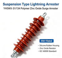 Parafoudre sans interstice à suspension en oxyde de zinc 11kV-132kV, parafoudre en caoutchouc silicone pour ligne de transmission aérienne