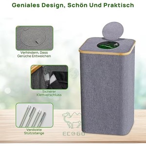 Contenedor de Recolección de Botellas Rectangular con Capacidad Personalizable, Diseño con Tapa Abatible, Bolsa de Transporte Integrada de Tela de Bambú - Product Image 3