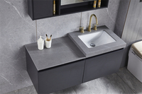 Meuble-lavabo mural moderne en MDF pour hôtel avec miroir LED en mélamine – Offre Spéciale