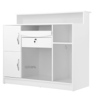 Comptoir de réception et de caisse noir, au design moderne et minimaliste intégrant l'équipement de salon dans un style européen