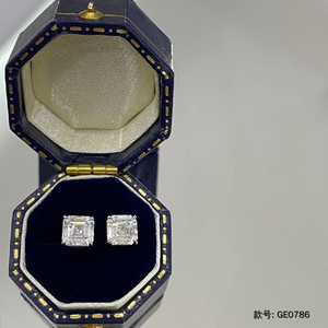 Diseñador de Navidad Pendientes de joyería de moda <span class=keywords><strong>18K</strong></span> Oro 0.5ct Square Asscher Cut Lab Grown Diamond Stud Pendientes para mujeres - Product Image 5